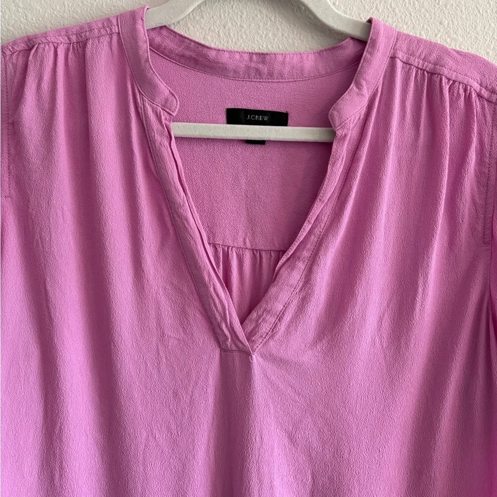 J Crew Drapey Band Collar Popover Top Women’s Small Pink AJ807 Business Preppy